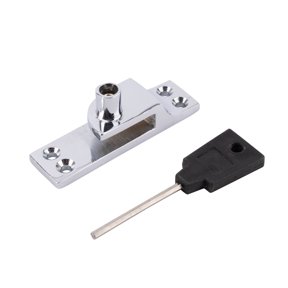 Sash Heritage Locking Keep for Straight Arm Fastener (Standard) - Polished Chrome